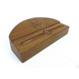 Lyndon Hammell: A Cat and Mouseman oak pen tray, of rectangular form, with a sloping demilune top