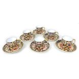 A set of six Royal Crown Derby Imari coffee cans and saucers, pattern 2451, marks to base. (6)