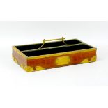 A 19th century brass bound oak cutlery tray, with single brass handle, blank brass plate, 34.5 by