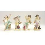 CATALOGUE AMENDMENT: A set of four 19th century Meissen style porcelain putti figures