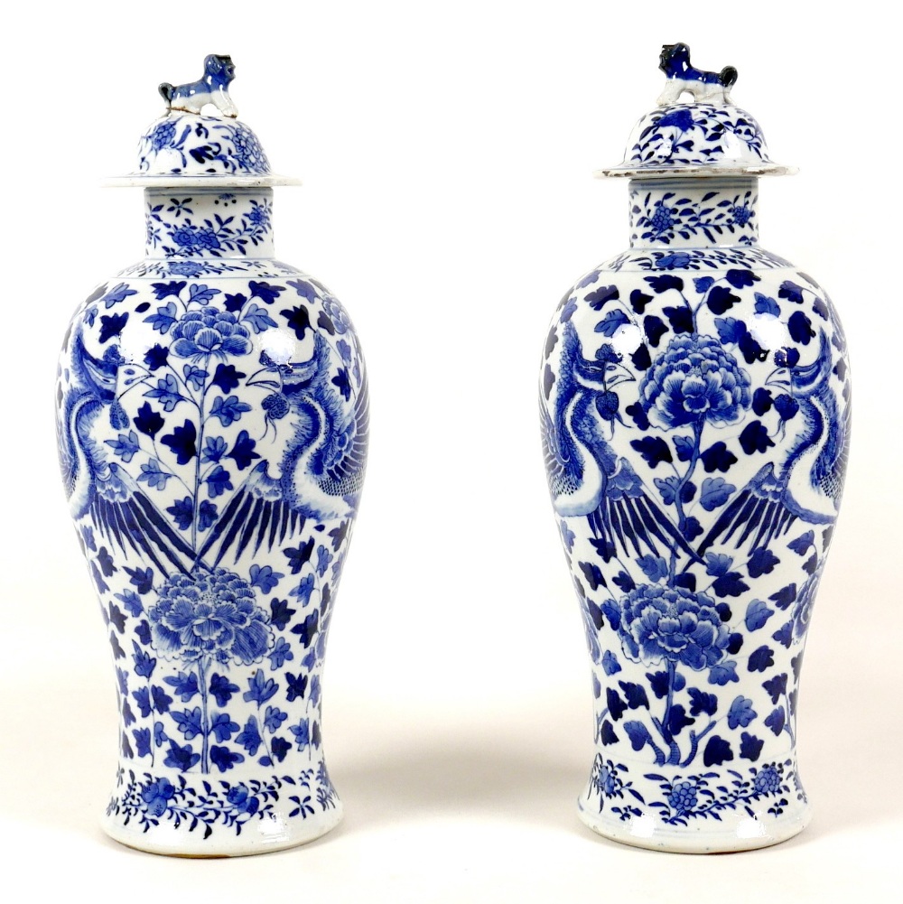 A pair of Chinese porcelain vases, Qing Dynasty, 19th century, each of baluster form, the associated - Image 2 of 15