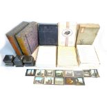 A collection of glass slides and assorted ephemera, including five American military school