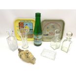 A group of mixed collectables, including a rectangular Tiffany & Co cut glass box, engraved for