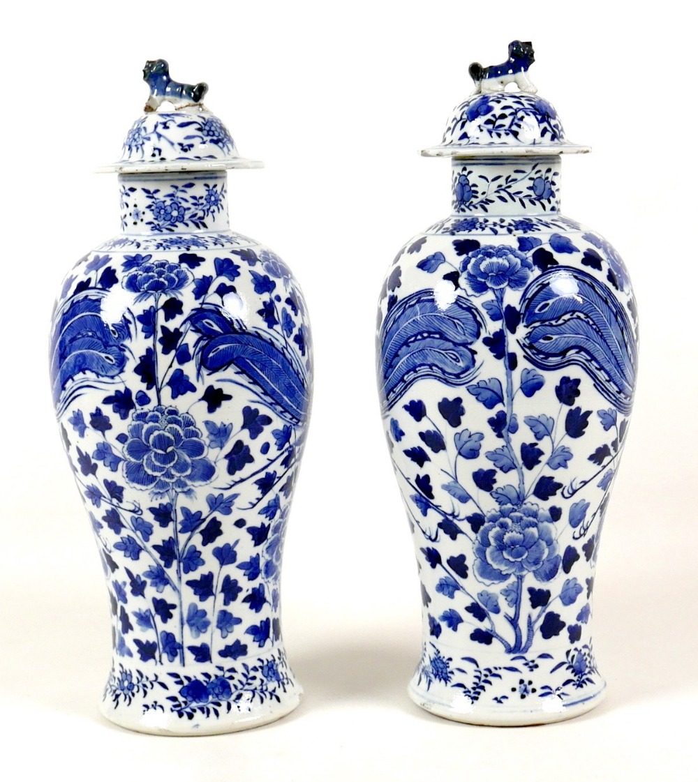 A pair of Chinese porcelain vases, Qing Dynasty, 19th century, each of baluster form, the associated - Image 4 of 15