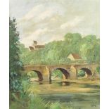 Calvi (Italian, late 19th or early 20th century): a 20th century study of a rural stone bridge, with