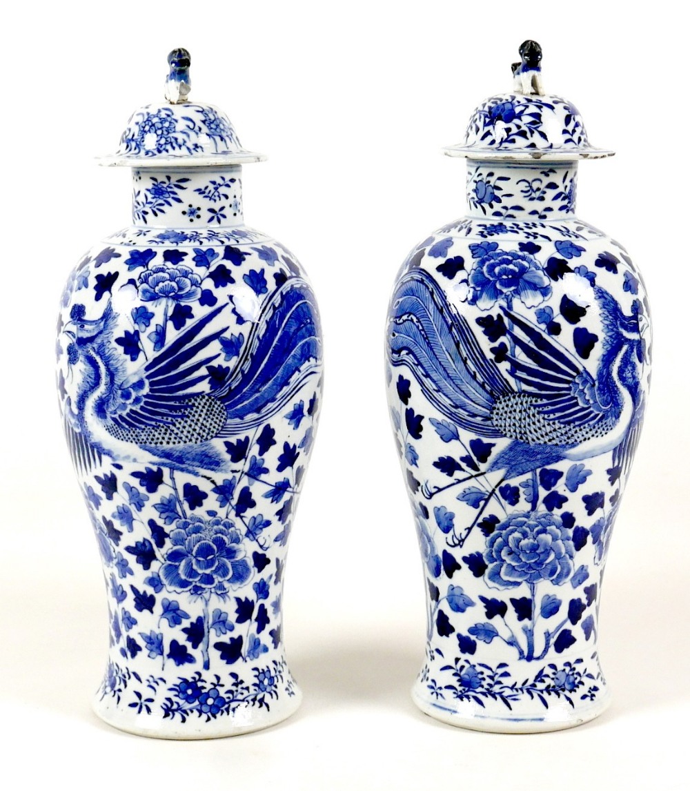 A pair of Chinese porcelain vases, Qing Dynasty, 19th century, each of baluster form, the associated - Image 5 of 15