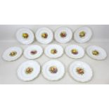 A set of twelve 20th century Royal Worcester plates by Frank Roberts, each plate painted with a
