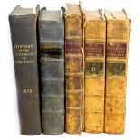 Five 18th century books, comprising David Calderwood 'The True History of the Church of