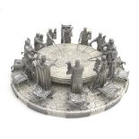 A collectable pewter knights of the round table figured ornament by Gilles Oderigo, featuring all