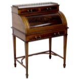 An Edwardian Maple & Co mahogany lady’s writing desk, crossbanded, inlaid with ebony and