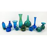 A collection of various Mdina glassware, six pieces with engraved signatures, to include a vase with