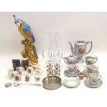A group ceramics, glass, and silver plated items, including an El Pardo parrot, with