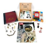 A mixed group of collectables, including some costume jewellery, a George VI and Elizabeth II