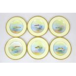 A set of six 20th century Royal Worcester cabinet plates by W. H. Austin, each painted with