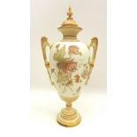 A large Royal Worcester vase and cover, date code for 1892, of shape 1481, decorated by Edward