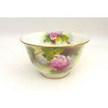 A Royal Worcester bowl, hand painted with pink roses to bowl interior and exterior, signed 'M.