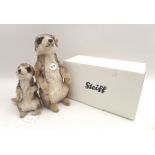 A Steiff figure of 'Mungo' the Meerkat and 'Cockie' the Meerkat, both with original tags and in