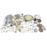 A group of silver plated items