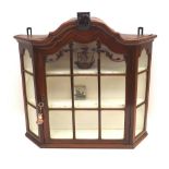 An early 20th century wall dutch style mahogany hanging display cabinet, with astragal glazed