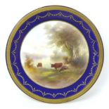 A Royal Worcester cabinet plate, date code for 1905, painted by John Stinton with cattle beneath