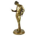 A late 19th century gilt bronze sculpture, after the Antique, modelled as Emperor Hadrian's lover