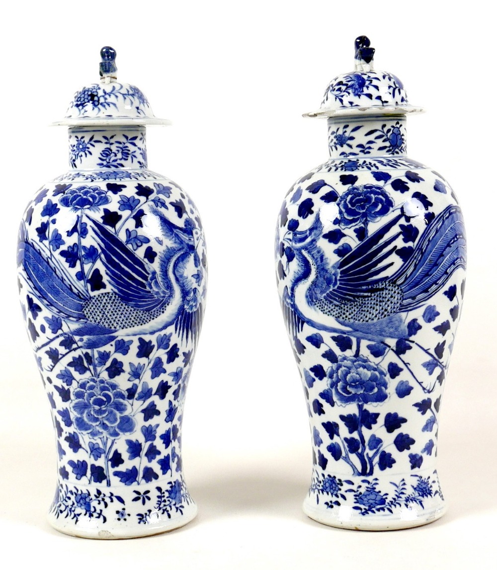 A pair of Chinese porcelain vases, Qing Dynasty, 19th century, each of baluster form, the associated - Image 3 of 15