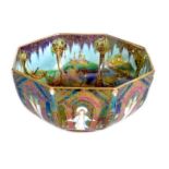 Wedgwood Fairyland lustre octagonal bowl, in the 'Leapfrogging Elves' pattern designed by Daisy
