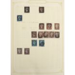 A collection of stamps of Great Britain from 1840 to the early 21st century, including two penny