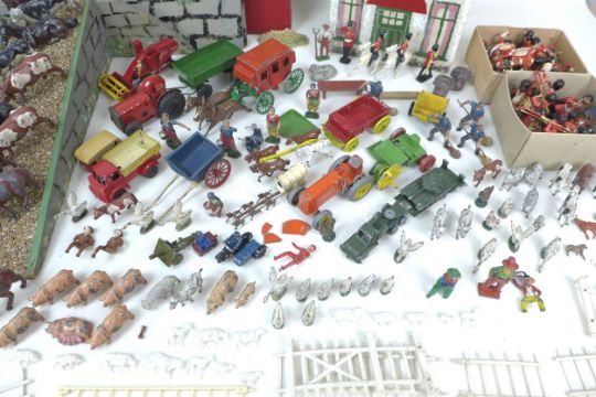 A large collection of vintage toys, including diecast metal farmyard animals with a scratch built - Image 2 of 2