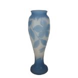 A Galle style blue vase, marked 'Tip', with floral pattern design, 20.5cm high.