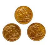 Three Elizabeth II gold sovereigns, each 1978. (3)
