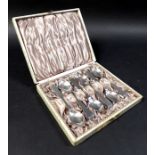 An Art Deco set of six George Jensen teaspoons, 1933-1944 mark, in case, total weight 2.83 toz, each