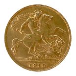 A George V gold half sovereign, 1915.