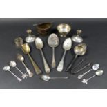 A small group of silver items, comprising an interesting early 18th century silver gilt shovel