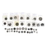 A collection of UK hammered coins, 16th and 17th century, including Elizabeth I silver 3d and 6d