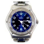 An Ebel 'Discovery' stainless steel gentleman's wristwatch, circular blue dial, date aperture, on