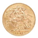 A George V gold sovereign, 1927, Pretoria, South Africa Mint.