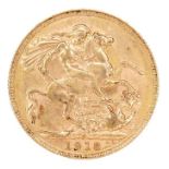 A George V gold sovereign, 1918, Perth, Australia Mint.