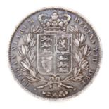 A Victorian silver crown, 1844, obverse with Victoria Young Head, reverse with crowned shield,