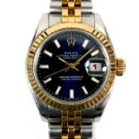 A Rolex Oyster Perpetual Datejust lady's stainless steel and 18K yellow gold wristwatch, model