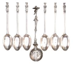 A set of six silver teaspoons, with apostle terminals, Mappin & Webb, together with an 800 silver