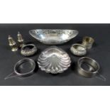 A group of Victorian and later silver, including a George VI silver oval dish with pierced
