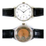 Two oversized aviator / pilot's wristwatches, comprising an Art Deco Wengia Langendorf stainless