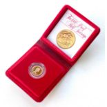 An Elizabeth II gold proof half sovereign, 1980, in protective plastic casing and red Royal Mint