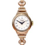 A 9ct gold Rone lady's cocktail wristwatch, with Arabic dial, 12mm dial, case 20mm, on a 9ct gold