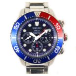 A Seiko Solar Chronograph Diver's 200m stainless steel cased gentleman's wristwatch, model V175-