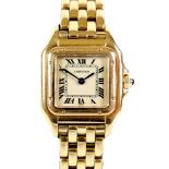 An 18ct gold Cartier tank lady's wristwatch, quartz movement, circa 1992, the square champagne