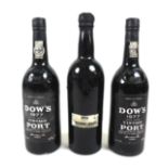 Three bottles of vintage port: comprising two bottles of Dow's Silver Jubilee vintage port, 1977,