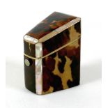 A Georgian tortoiseshell ring box, inlaid with mother of pearl, a/f internal 'finger' loose but