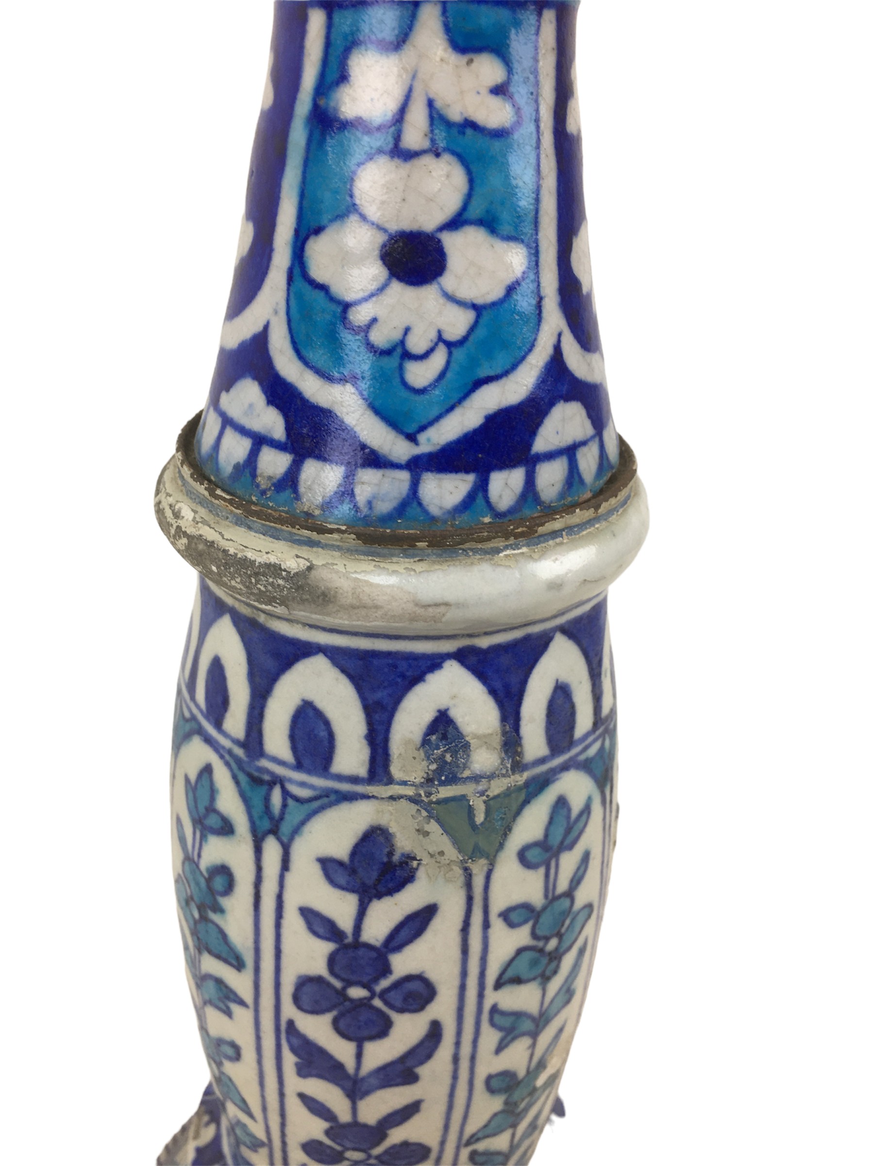 A Persian / Continental ceramic lamp base, wired for electricity in the early 20th century, - Bild 3 aus 5